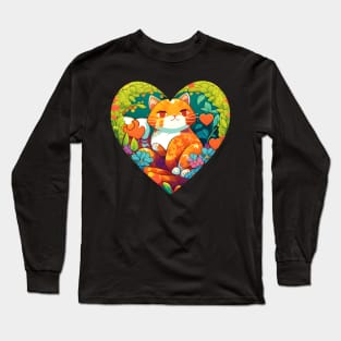 Floral kitty - Cat Heart Filled With Flowers Long Sleeve T-Shirt